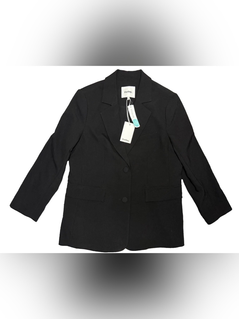 Darlings Womens Effie Blazer Black Oversized 2 Button Fully Lined Minimalist